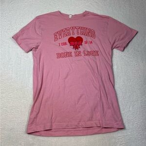 Pink Graphic Tee with Red Accents